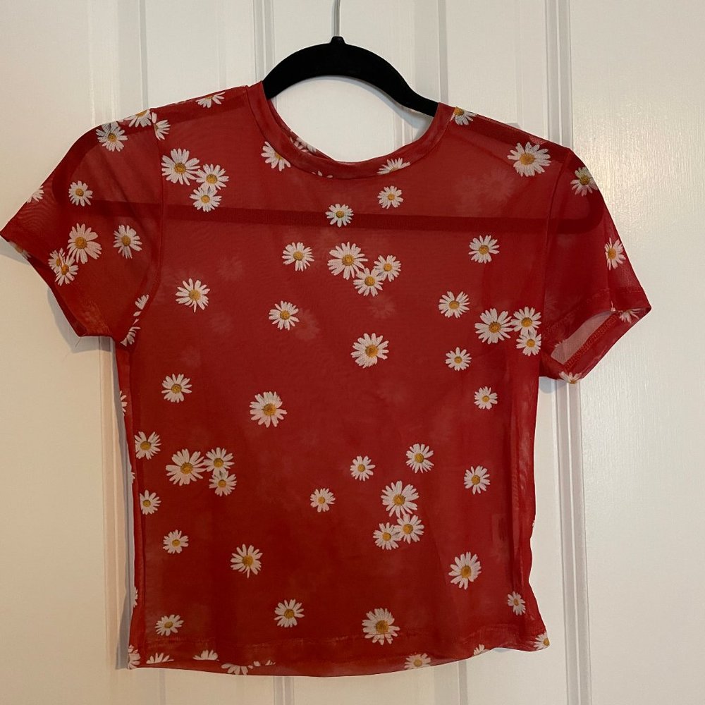 Mesh Floral Crop Top
